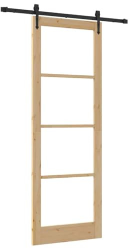 Porte coulissante avec quincaillerie ORKDAL 83x232 cm, Porte intérieure avec verre ORKDAL 83x232x4 cm en bois massif de pin