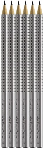 Faber-Castell 117697 - Bleistifte GRIP 2001, Schaftfarbe: silber, schwarz (2B, 1 stück (6er Pack))