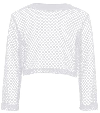 inhzoy Enfants Filles Résille T-Shirt Danse De Rue Tenue Quotidienne Hip-hop Danse Jazz