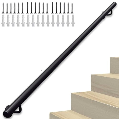 Ledstång för trappor, 80cm 1m 120cm 1.5m 180cm 2m 240cm 3m Trappräcken, Väggmonterat trappräcke, Balustrad för villa/korridor/trädgård, Stödräcke för utomhusbruk(200cm)