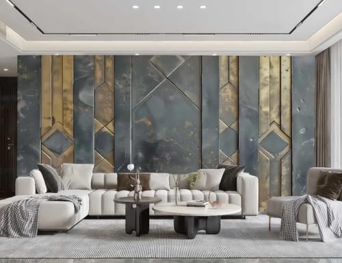 Tapet Modern Guld Vertikal Strip Konst Grå Geometrisk Collage Präglad Målning TV Soffa Bakgrund Vägg Sovrum Vardagsrum Arbetsvägg Vägg, 3D, 400 x 280 cm
