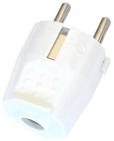 Silver Electronics - Enchufe Clavija Eléctrica Macho Schuko IP 20 3.500W 16A 250V Blanco