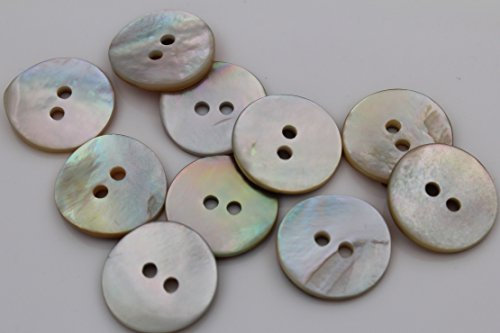 10 Stück, natürlich schimmernde Perlmuttknöpfe, 2 Loch aus europäischer Fertigung, flach, in 10 Größen erhältlich, Perlmutt Knöpfe (11mm)
