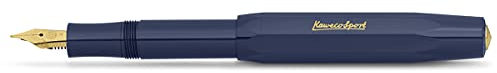 Kaweco CLASSIC SPORT Fountain Pen Navy Blue with Gold-Plated Steel Nib and Iridium Tip for Ink Cartridges I Sport Fountain Pen 13 cm I Nib: EF (Extra Fine)
