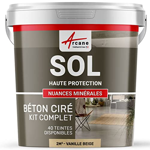 Béton ciré sol en kit | Primaire et vernis de finition inclus - 2 m² (en 2 couches) Vanille Beige - ARCANE INDUSTRIES