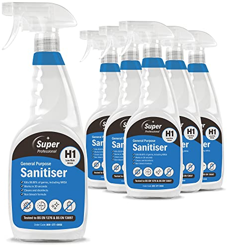 Super Professional General Purpose Sanitiser 750ml x 6 – H1 All Purpose Cleaner – Non-Bleach & Food Safe