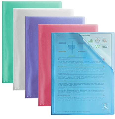 OXFORD Lot de 10 Protège-Documents 2nd Life A4 120 vues / 60 Pochettes Couverture Polypro Coloris Assortis