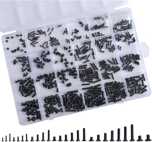 OURUI 26 Sizes 520pcs Notebook Laptop Computer Replacement Screws Kit M3.5 M3 M2.5 M2 M1.7 M1.4, Small Tiny Screws Electronic Repair Accessory for HP IBM Dell Sony Samsung Gateway Hard Disk SSD SATA