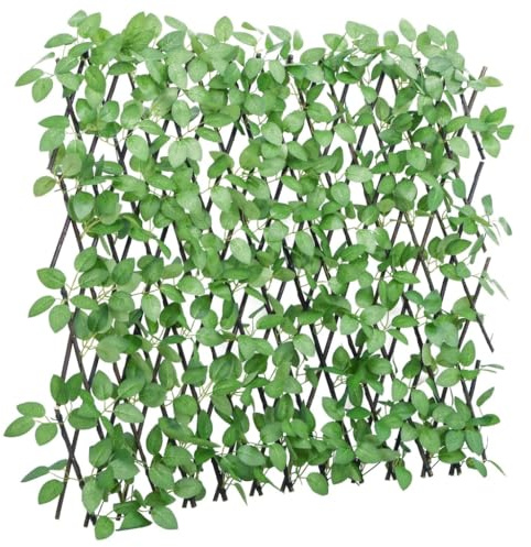 vidaXL Rankgitter mit Künstlichem Efeu 5 Stk., Sichtschutz Pflegeleicht Erweiterbar, Spalier für Terrasse Balkon Garten, Efeuzaun Hecke, 180x65cm