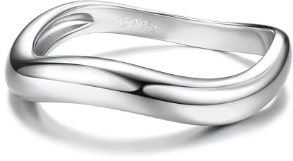ADRAMATA Anelli in Argento 925 per Donna Anello Ondulato Impilabile Placcato in Oro 14K Anello Pollice Anelli di Fidanzamento in Argento/Oro Matrimonio Anelli Promessa Regalo di Anniversario,S7