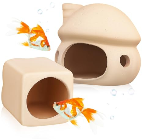 GRIRIW 2stücke Keramische Fischverstecke Für Betta-Fische Dekorative Aquarienhöhlen Sichere Rückzugsorte Für Fische Für Aquarien Und Garnelenhaltung