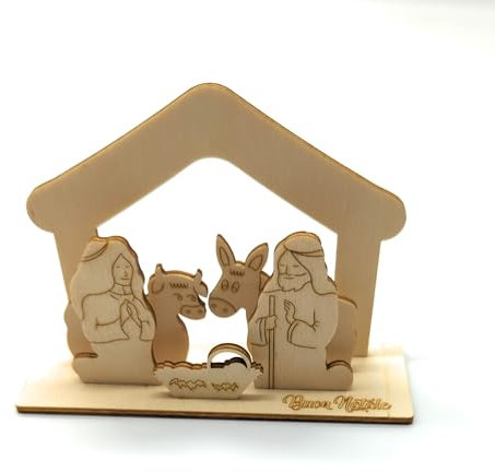 OVUNQUE PROTEGGIMI Presepe in Legno, Presepe da Montare, Decorazione Natalizia in Legno, Addobbi Natalizi Fai da Te, Decorazioni Natalizie per La Casa Made in Italy