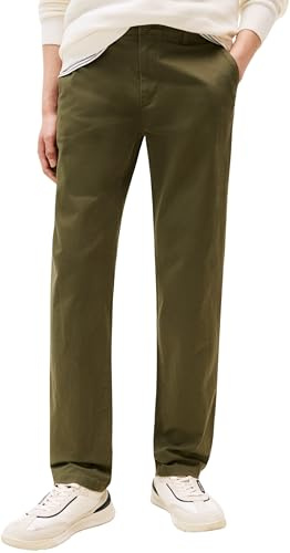 Tommy Hilfiger Uomo Pantaloni Chino Core Denton Essential Twill Straight Fit, Verde (Dark Greenery), 29W/34L
