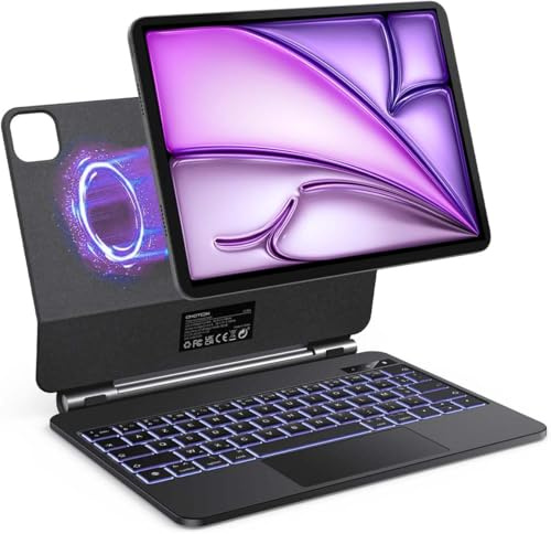 OMOTON Magnetische Tastatur Hülle für iPad Air 11 Zoll (M2 2024), iPad Air 6/5/4, iPad Pro 11(4/3/2/1 Gen), Magic Keyboard mit Trackpad (FR-Layout)