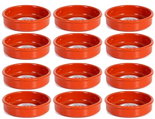 Acan Tradineur - Pack de 12 Cazuelas Redonda de Barro - Apta para vitro y Horno - Ideal para guisos y asados caseros - Ø 16 cm.