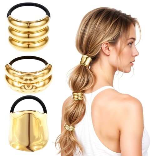 3 gomas para el pelo paras cola de caballo puño metal dorado coletas doradas coleteros pelo mujer gomas el pelo punk, para accesorios de cabello finos