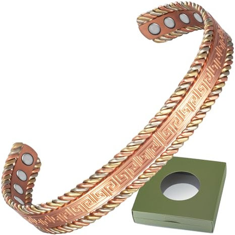 Wollet Magnetisches Kupferarmband, Kupfer-Manschettenarmband – mit 8 Magneten 3500 Guass mit Geschenkbox (CPB-2047-FBM)