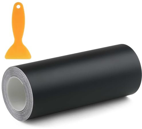 Auto Carbon Folie (10cm×300cm), 3D Einstiegsleisten Kohlefaser Aufkleber mit Abstreifer, Kratzfest Lackschutzfolie Schutzfolie für Auto Fahrrad Motorrad Einstiegsleisten Schutz (Schwarz Matt)