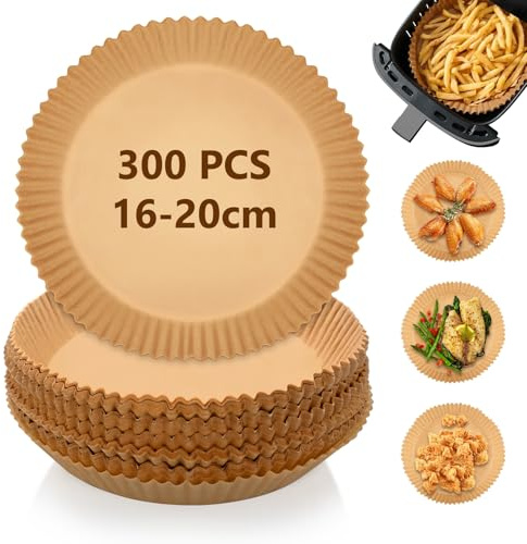 300 stycken bakpapper, 16 cm airfryer, BPA-fri, vattentät, oljesäkert, pergamentpapper, tillbehör för varmluftsfritös