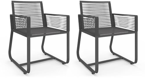 IDMarket - Lot de 2 fauteuils de Jardin Odessa métal et Cordage Gris