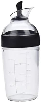 Genérico Shaker per condimenti e salse, 240 ml, plastica con scala graduata, coperchio con leva (nero)