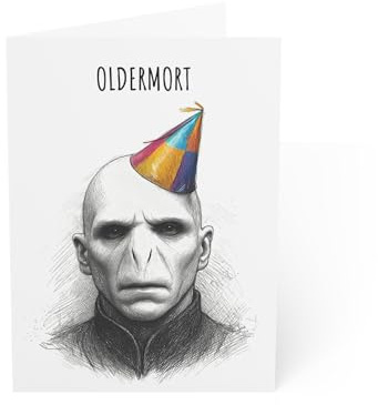 Funny Wizard Birthday Card – Humorous Parody Design, 6x8 Inch UK Made Greeting Card, Blank Inside, 350gsm Recyclable Cardstock, Includes White Envelope (Oldermort)