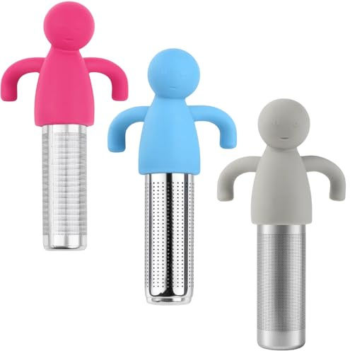 3PCS Loose Leaf Tea Infuser, Human-Shaped Stainless Steel Tea Strainers, Tea Cup with Infuser, Creative Tea Leaf Strainer, Easy to Use and Clean, for Loose Tea, Black Tea, Green Tea