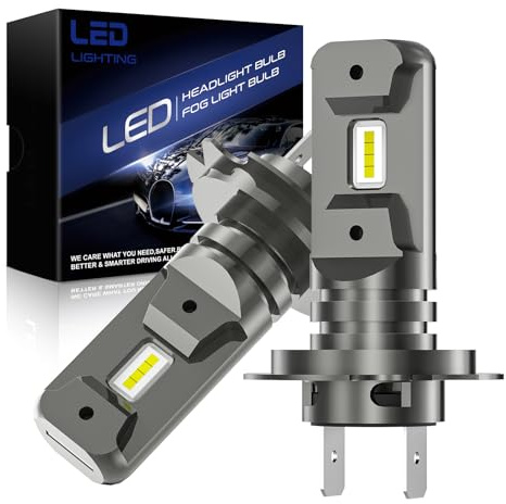 JOSHF Bombilla H7 LED, 600% 6500K Blanco Frío H7 LED Luces Largas y Cortas 100W 32000LM, Diseño Mini 1:1 para Coches y Motos, Plug and Play, Paquete de 2