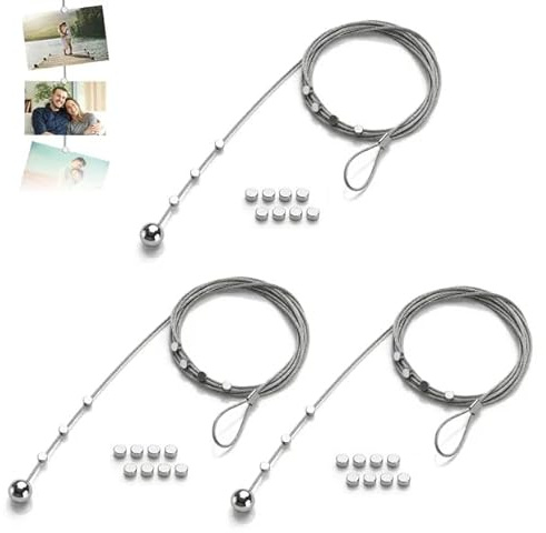SLIAXINT Juego de 3 Cables para Fotos con 36 Imanes, Cordón para Fotos de 2 m × 1,5 mm, Cordón para Colgar Fotos, para Colgar Fotos Y Postales