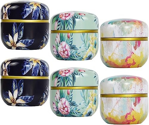 Tebery 6 Pack Mini Tin Storage Canisters for Tea, Coffee, Herbs, Candy, Chocolate, Sugar, Spices, Candle