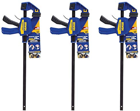 IRWIN QUICK-GRIP One-Handed Bar Clamp, Medium-Duty, 18, 3 Pack, 1964719