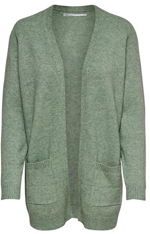 ONLY Damen Onllesly L/S Open Cardigan KNT Noos Strickjacke,Basil/Detail:w. Melange,XL