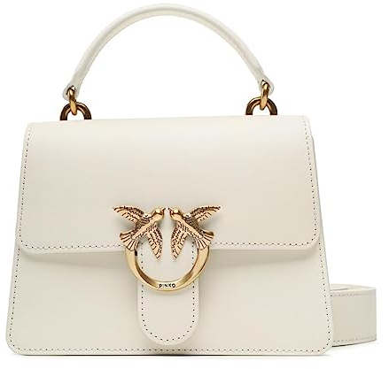 Pinko Love One Top Handle Mini Light, Borsa Donna, Z14Q-Bianco Seta-Antique Gold, U
