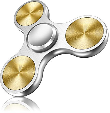 Coolden Fidget Spinner Metall Fidget Toys EDC Hand Spinner Hochwertig Angst Anti Stress Relief Spielzeug Geschenk für Kinder Erwachsene Edelstahl Leiser Fingerkreisel für Büro Schule Gold Silber