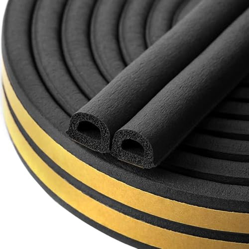 Weather Stripping Self Adhesive Foam Tape Window Door Draught Excluder SoundProof Weather Strip Tape Seals for Gap Seal,2 Seals, Total 6M Long Black