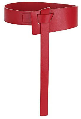 TOEECY Cintura Donna Annodato Sottile in Pelle PU Fusciacca Elastica Eleganti Moda Casual D'Epoca per Abiti Vestito (Rosso)