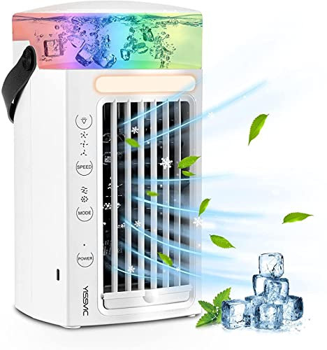 Rinfrescatori Ad Acqua, Risparmio Energetico Mini Condizionatore Portatile Silenzioso, Basso Consumo Energetico Rinfrescatore D'Aria, per Qualsiasi Stanza, Ufficio, Viaggio, Campeggio
