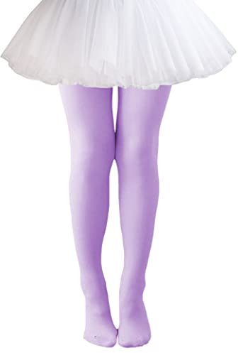 Kiench Mädchen Strumpfhosen Uni Blickdicht für Ballte Tanzschule Lila EU Größe 128-140/8-10 Jahre Etikett XL