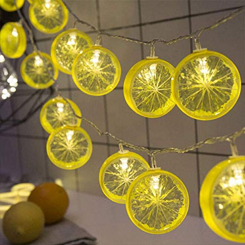 Riaxuebiy Neuheit Zitrone Lichterkette 3M 20 LED USB/Batterie Betrieben Funkeln Sternenkettenlichter für Hochzeits Weihnachten Festvial Party Garten Dekoration (Gelb Zitrone)