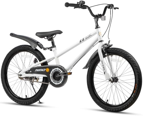 Glerc Fantacy Kids Bike 20 Inch Boys Girls Bicycle for Age 8 9 10 11 12 Year Old with Stabilisers & Bottle Cage for Birthday Gift， White