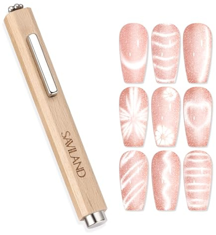 SAVILAND Cat Eye Magnet for Nails, 3-in-1 Nail Magnet Ultra-Strong Suction | N35 Neodymium Magnet Wand Diverse Effect Double Ended Nail Art Tools for Cat Eye Gel Polish Home DIY Manicure Accessories