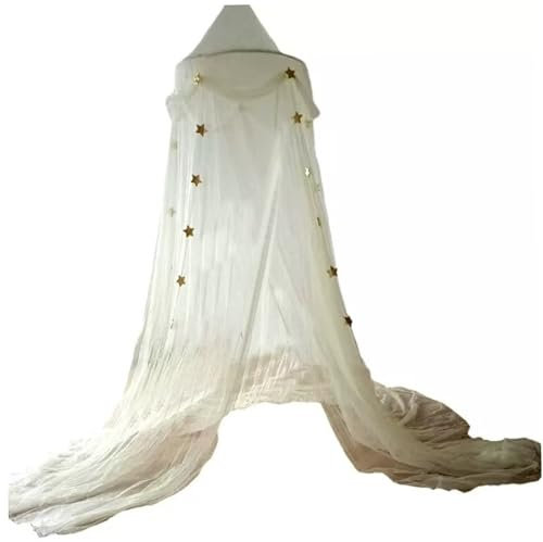 Muzrunq Bett Baldachin mit Lichtern und Goldsternbett Banach für Mädchen, extra groß Faltbarer USB-Betthimmel für Mädchen, für Kinder und Jungen, Zwillings- und Queensize-Bett
