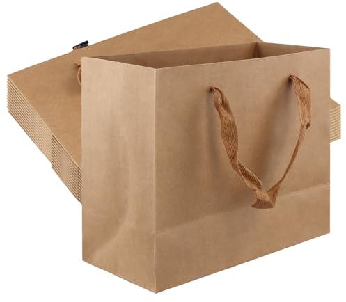JOIKIT 40 PCS 22 x 18 x 10cm Brown Gift Bags with Handles, Medium Kraft Shopping Paper Bag for Party Favor