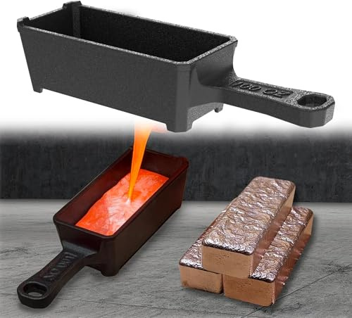 lormuzi Molde de fundición de hierro fundido de 100 oz con asa - Molde para fundir y verter metales preciosos como oro, plata, cobre, aluminio, latón