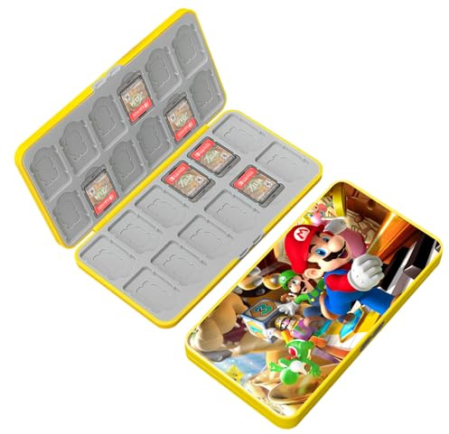 BAYINBROOK Switch Game Card Holder with Magnetic Lock – 24 Game Cartridge & 24 MicroSD Card Slots – Shockproof Silicone Lining – Portable Travel Storage Case Compatible with Nintendo Switch (A02)