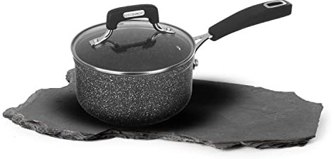 KASANOVA pentola antiaderente 16 cm con coperchio, per induzione e tutti i piani cottura New Petra Dark