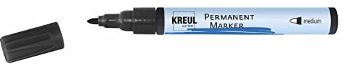 KREUL 47611 - Permanentmarker medium, schwarz, mit Rundspitze, Strichstärke 1,5 - 3 mm, für flächige Gestaltungen, zum Beschriften und Gestalten für Grafiker, Industrieanwender, Kunst und Hobby