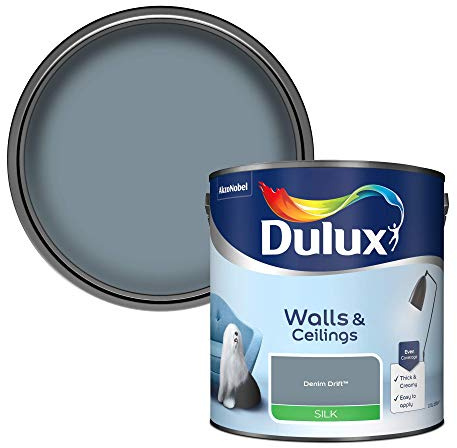 Dulux Walls & Ceilings Silk Emulsion Paint, Denim Drift, 2.5 Litres