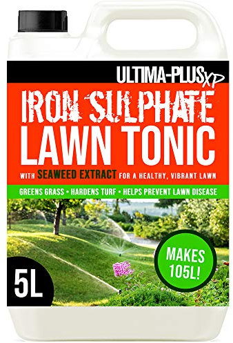 Ultima-Plus XP Iron Sulphate Lawn Tonic Liquid Fertiliser with Seaweed Extract - Provides Greener Grass and Hardens Turf (5 Litres)