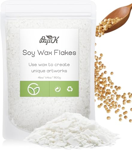 Sojavaxflingor, BOYUJK Premium naturligt ljusvax, 100 % sojavax för ljusframställning från ekologisk gård, inga tillsatser, ofarligt och rent (1,8 kg)